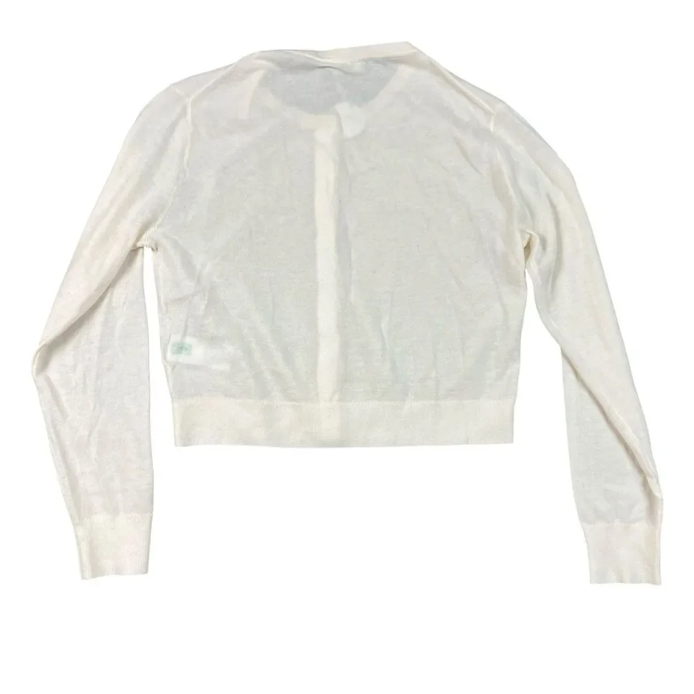 J Crew Cashmere Cardigan Women S Ivory Cropped Button Front Featherweight BZ400